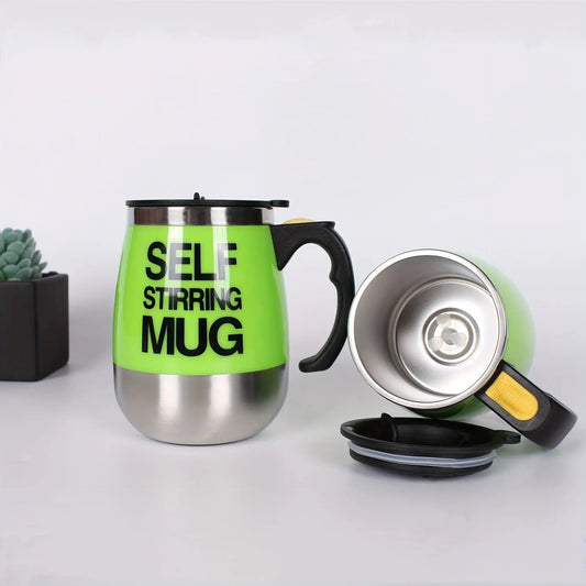 13oz Smart Auto Stir Coffee Mug, featuring a simple one-touch button for effortless mixing O3D