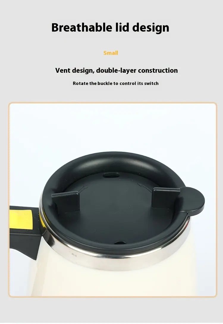 13oz Smart Auto Stir Coffee Mug, featuring a simple one-touch button for effortless mixing O3D