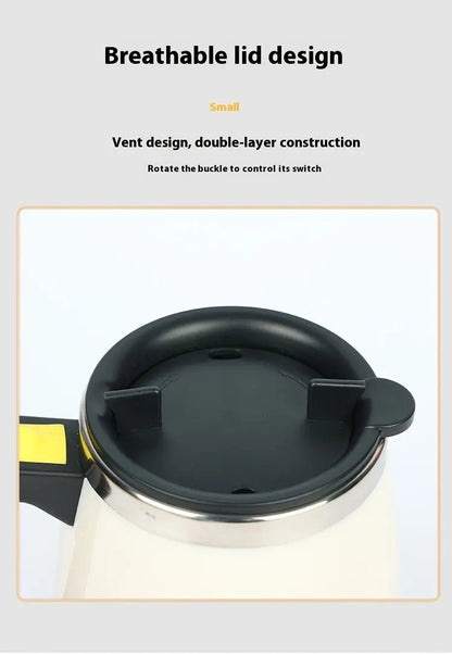 13oz Smart Auto Stir Coffee Mug, featuring a simple one-touch button for effortless mixing O3D