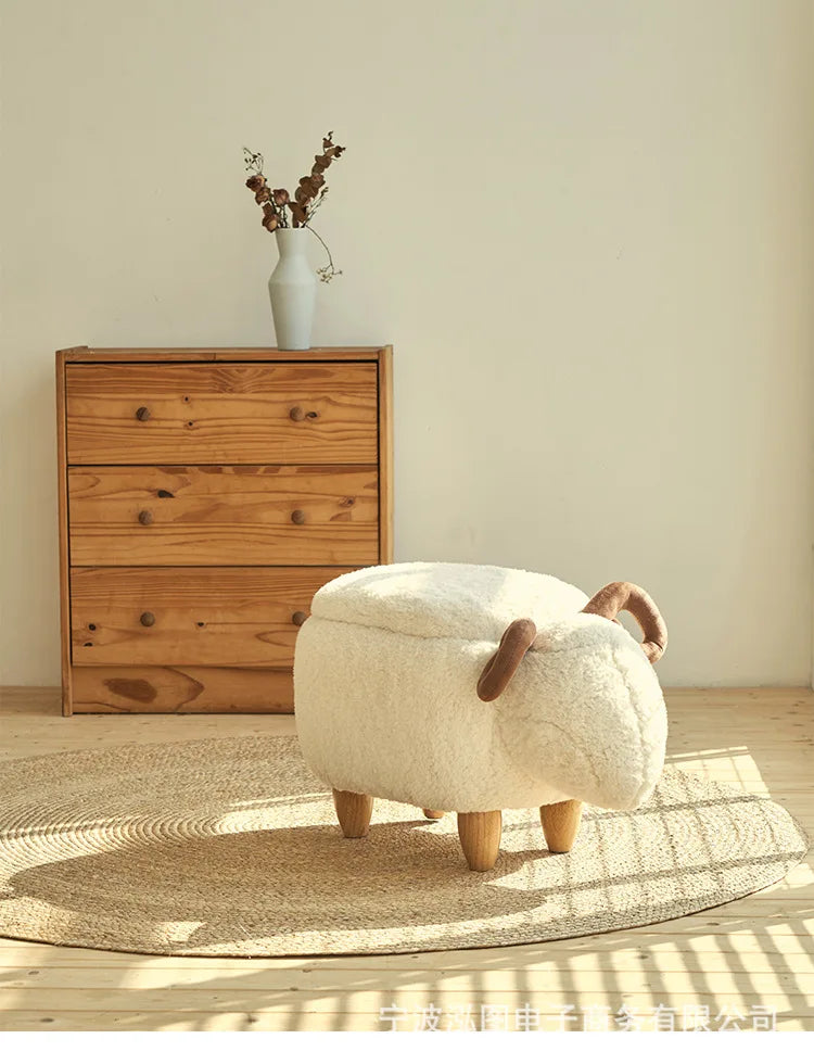 Creative Sheep Footrest for Entryway, Storage Ottoman, Creative Shoe Bench