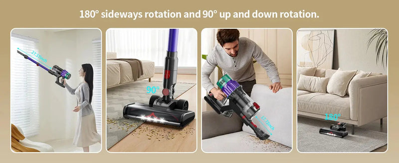 Blossom V18 Cordless Handheld Vacuum Cleaner,45000PA,Touch Screen,Smart Dust Sensor,Auto Speed Control for Home Bed Carpet Clean Our3Designs