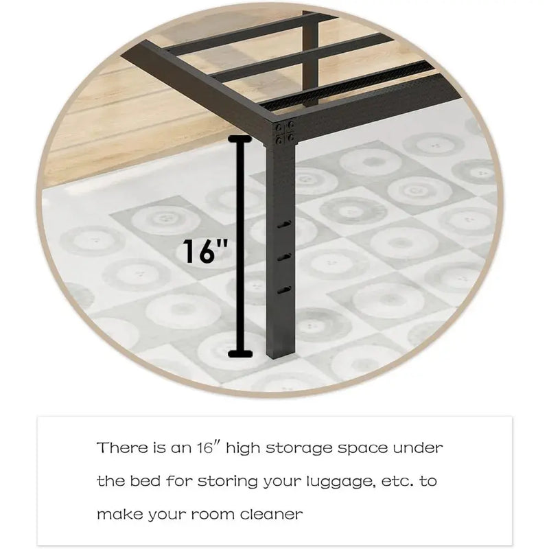 18 Inch Metal Full Size Bed Frame Heavy Duty Platform Noise Free Steel Slat Support Easy Assembly Noise Free No Box Spring Our3Designs