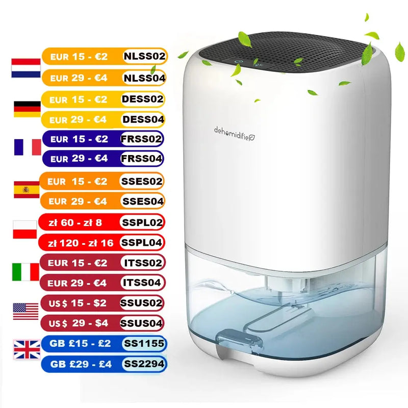 1000ML Air Dehumidifier Home Appliances with Air Filter for Home 280 sq. ft Mini Portable Utral Quiet with Auto Shut Off Our3Designs