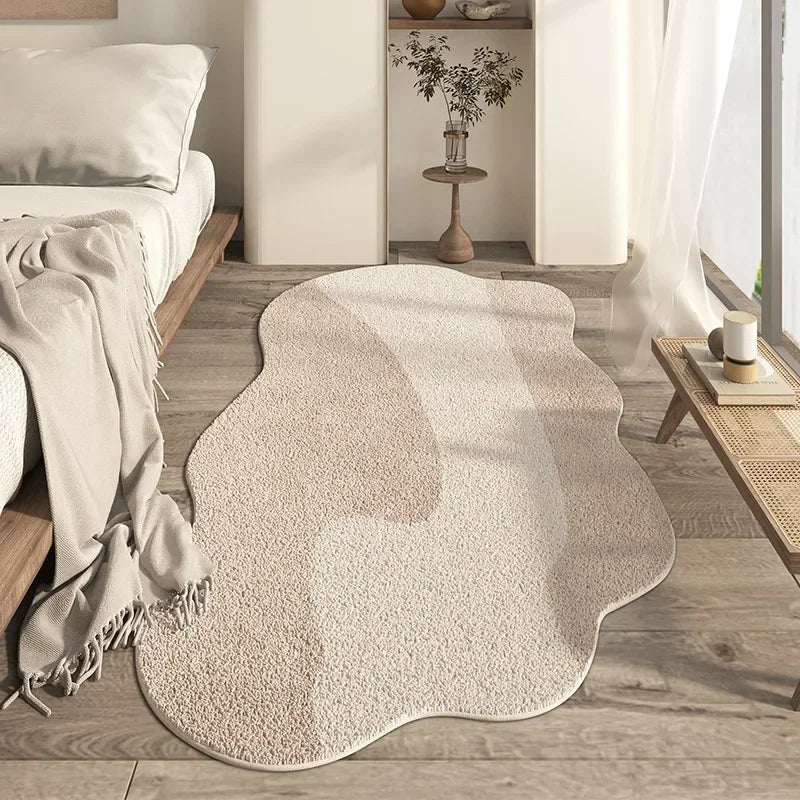 Cream Style Irregular Carpet Minimalist Bedroom Rug