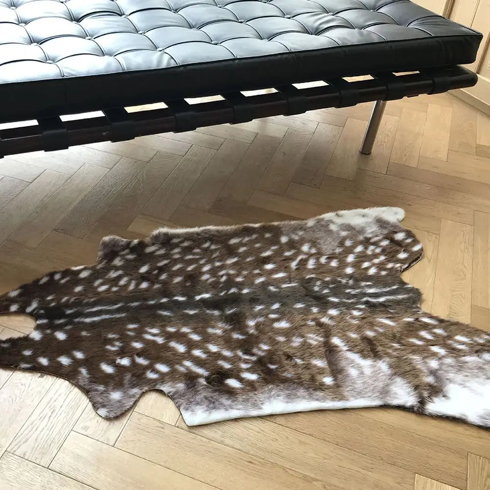 110X90CM Deer Rug Sika Deer Hide Carpet Printed Rug Cow