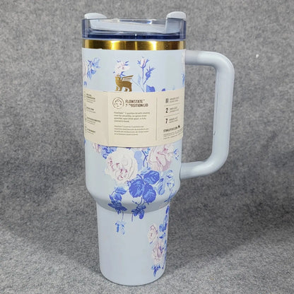 Stanley Rosa Beaux Blue Tumbler LoveShackFancy Quencher H2.0 40oz Gift Boxed