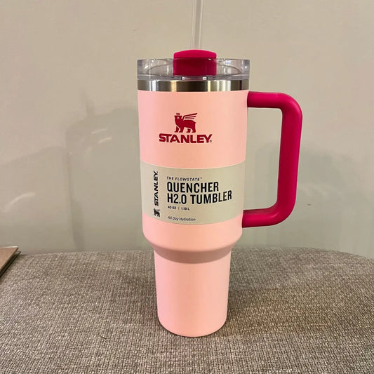 Stanley 40oz Tumbler in Flamingo Color, Quencher H2.0 Limited