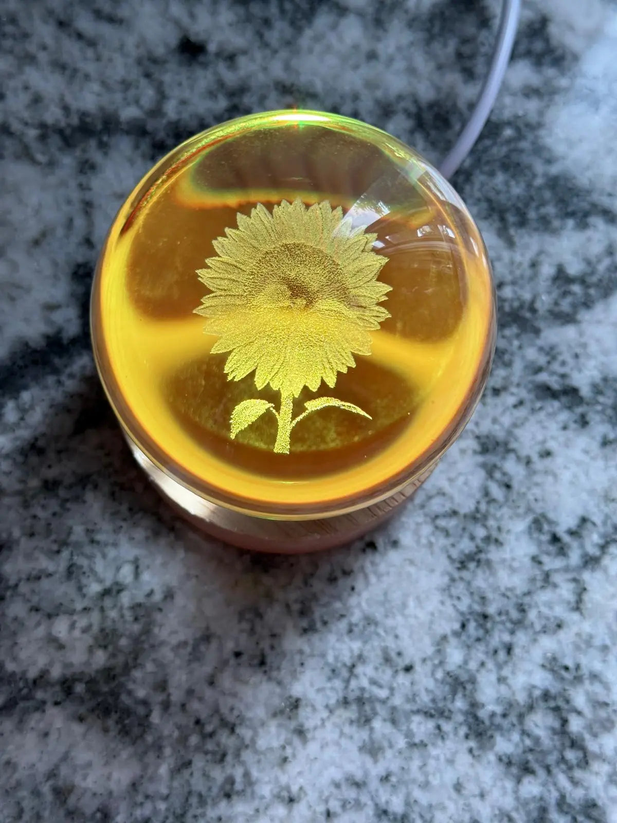 Sunflower Gift – 3D Crystal LED Mood Light – Sunflower Lamp for Her, Nature Lover Decor, Night Light for Bedroom or Desk - Our3Designs