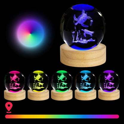 3D Sea Turtle Crystal Ball with LED Glow Our3Designs