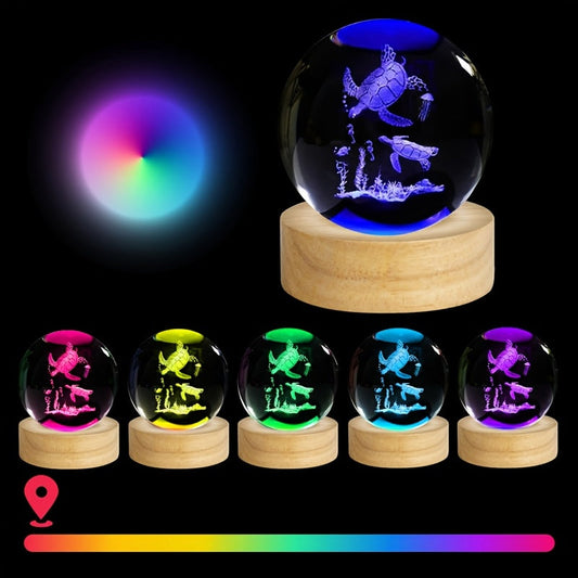 3D Sea Turtle Crystal Ball with LED Glow Our3Designs