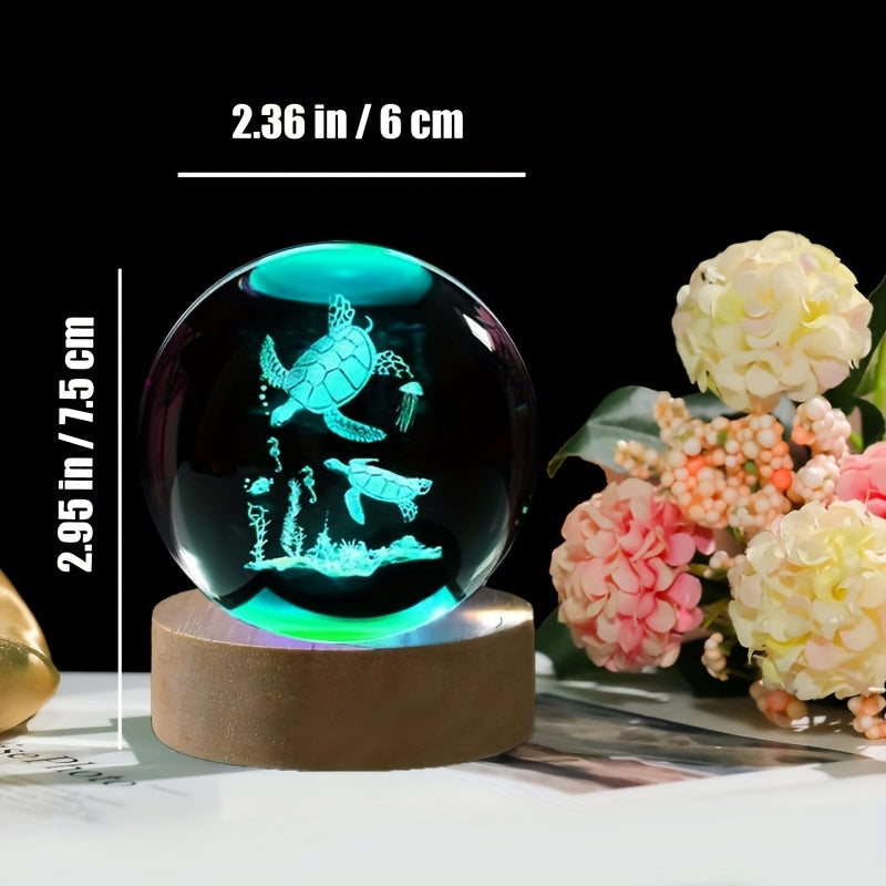 3D Sea Turtle Crystal Ball with LED Glow Our3Designs