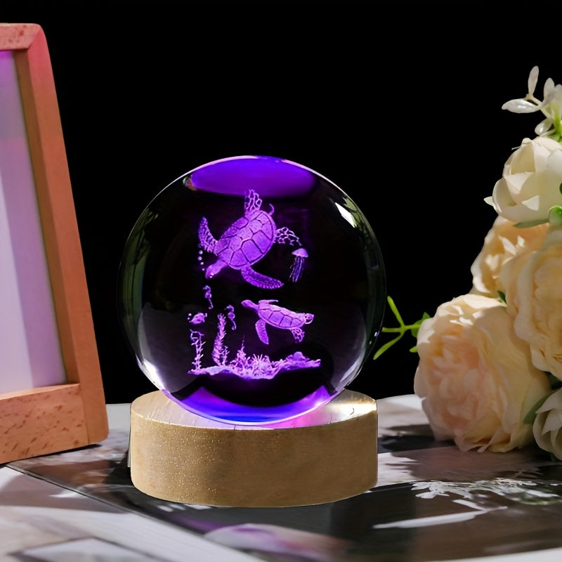 3D Sea Turtle Crystal Ball with LED Glow Our3Designs