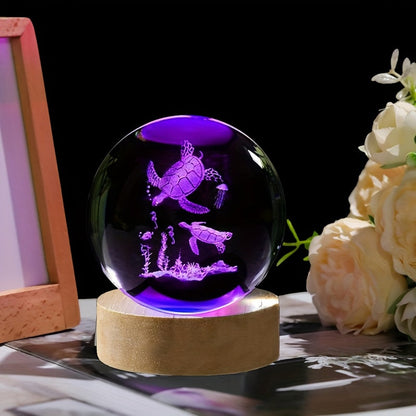 3D Sea Turtle Crystal Ball with LED Glow Our3Designs