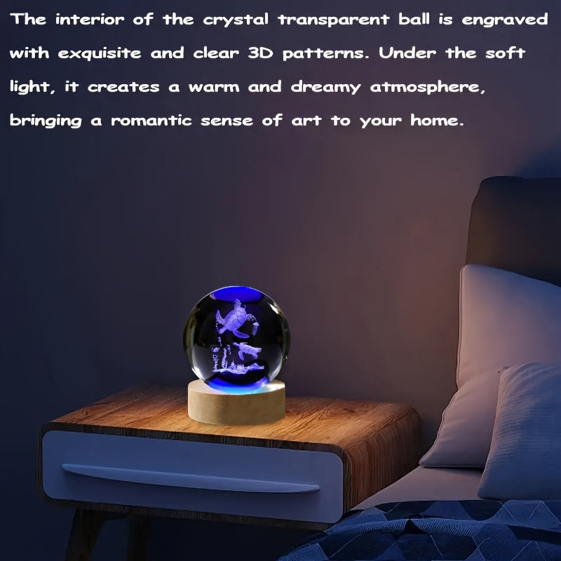 3D Sea Turtle Crystal Ball with LED Glow Our3Designs
