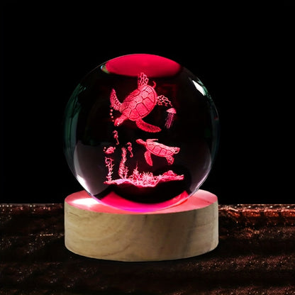 3D Sea Turtle Crystal Ball with LED Glow Our3Designs
