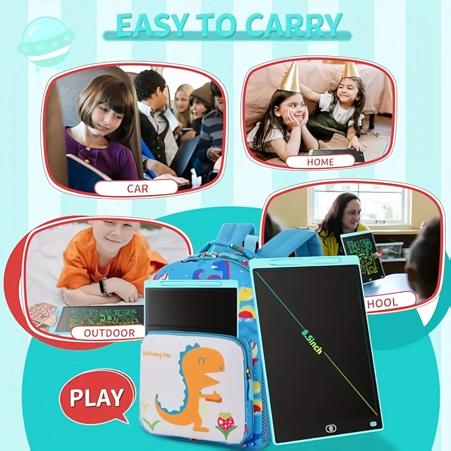 LCD Writing Tablets for Kids, 8.5&quot; Reusable Erasable Doodle Boards, Educational Toy Our3Designs