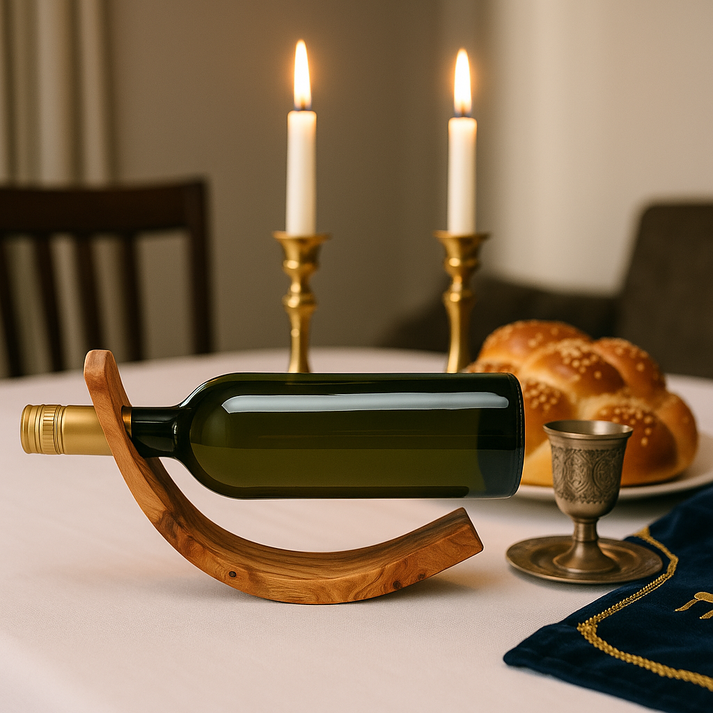 Handcrafted Olivewood Wine Bottle Holder – Balancing Display Stand | Unique Gift for Weddings, Anniversaries & Wine Lovers