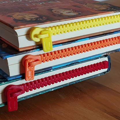3 pcs Red Zipper-Shaped Bookmark Set
