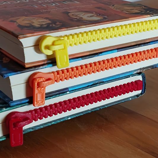 3 pcs Red Zipper-Shaped Bookmark Set