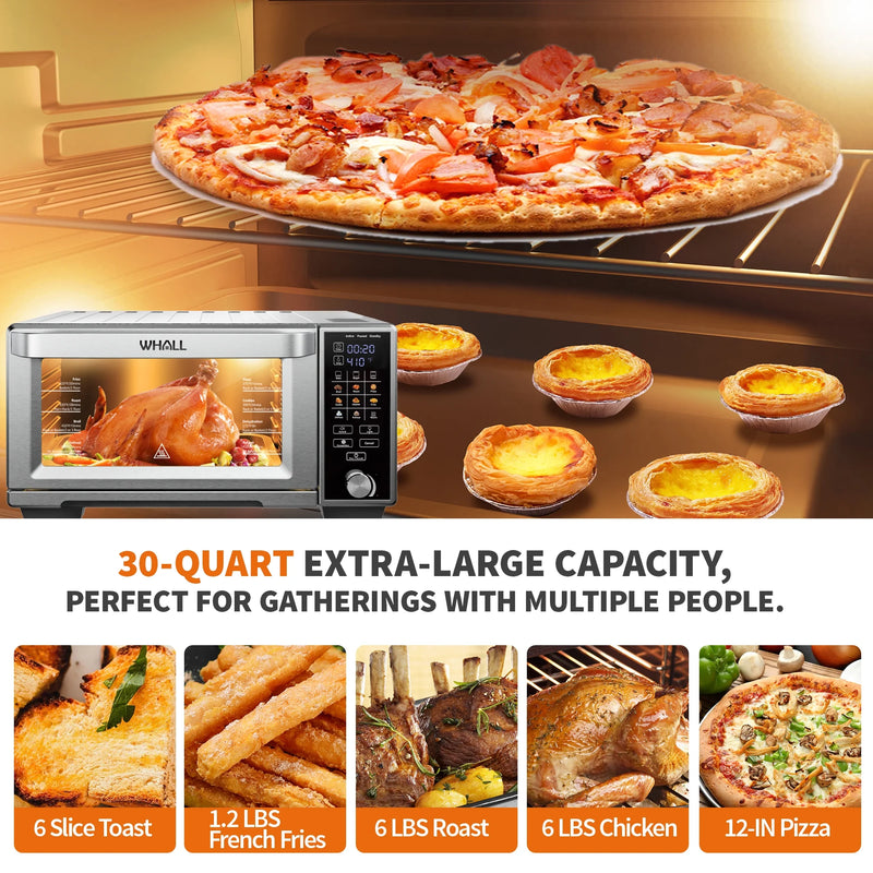 Transform Your Cooking Experience with the WHALL 30QT Air Fryer Toaster Oven – 11-in-1 Smart Cooker with Touchscreen and 4 Essential Accessories!