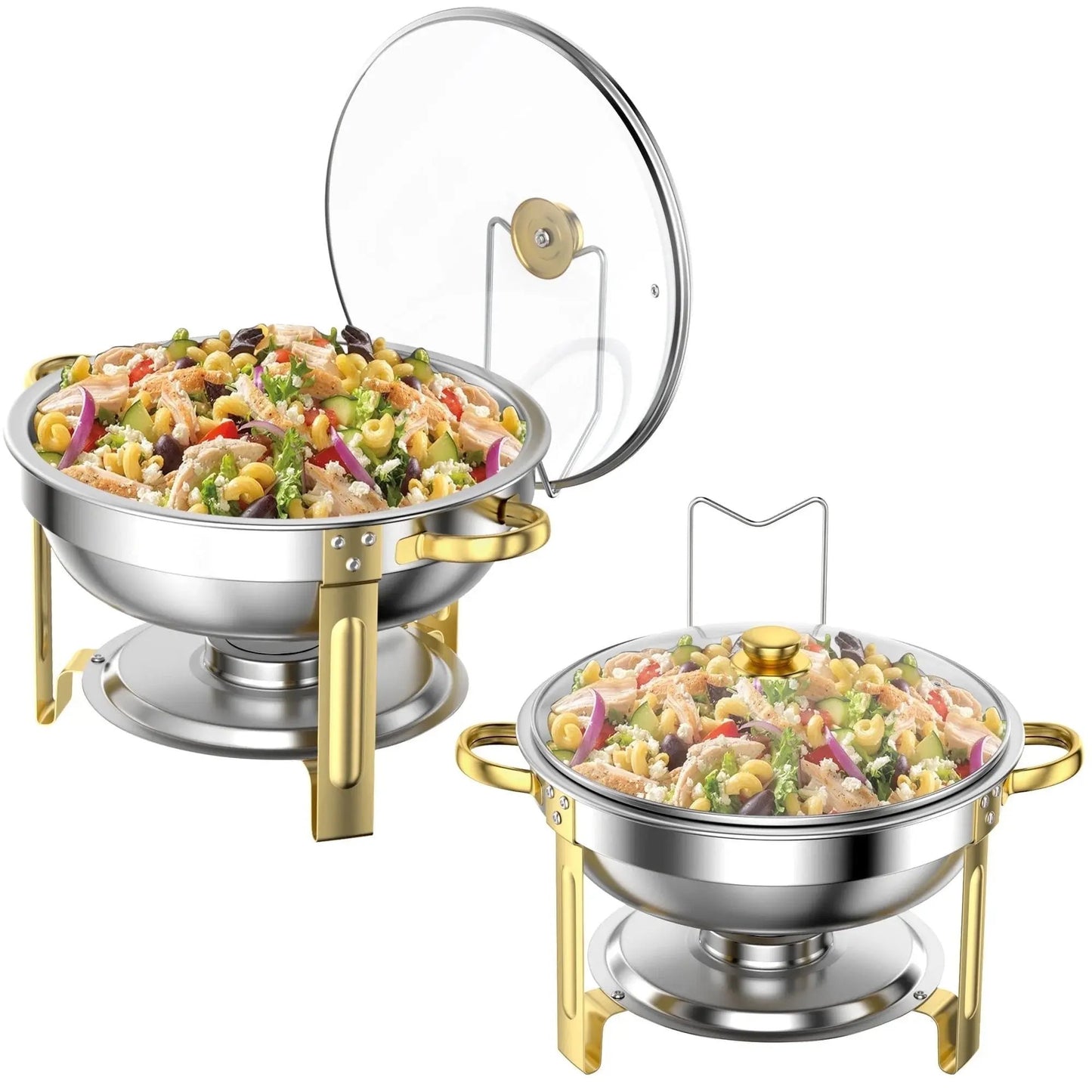 Elevate Your Events with Our 2-Pack 5QT Stainless Steel Chafing Dish Set - Perfect for Buffets, Weddings, and More! 🍽️✨