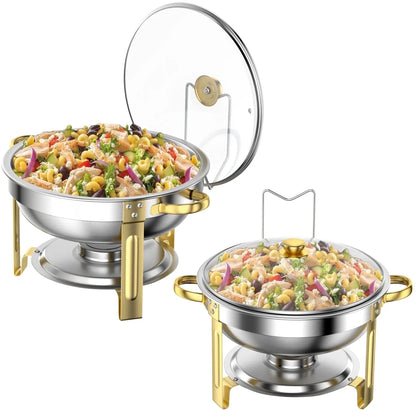 Elevate Your Events with Our 2-Pack 5QT Stainless Steel Chafing Dish Set - Perfect for Buffets, Weddings, and More! 🍽️✨