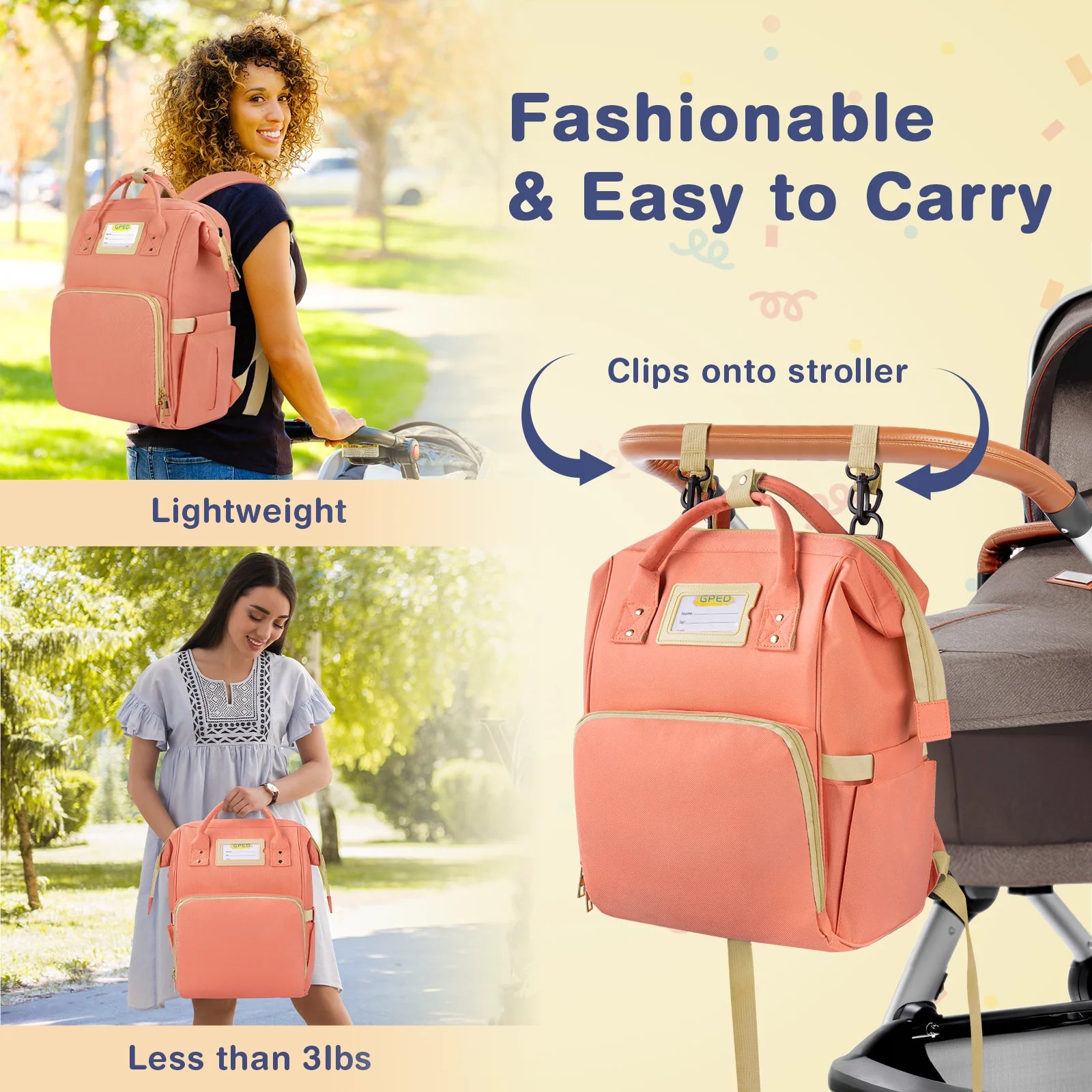 Stylish Pink Diaper Bag Backpack - Multifunctional Baby Changing Bag with Insulated Pockets and Stroller Straps for Ultimate Convenience