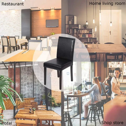 Set of 4 Elegant Urban Leather Dining Chairs with Durable Solid Wood Legs in Black
