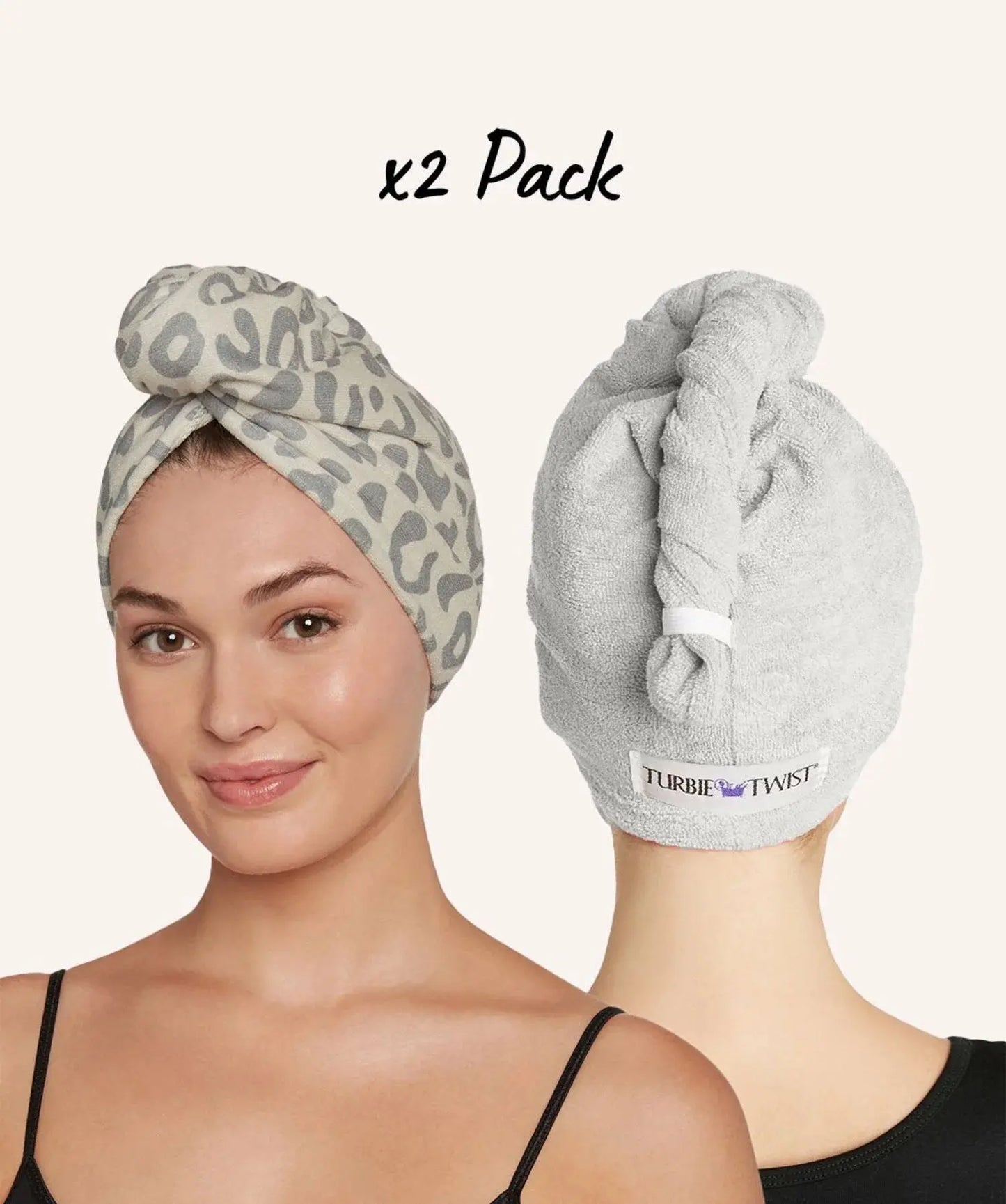 Microfiber Hair Towel Wrap - 2 Pack - for Women, Men & Kids - Travel & Bathroom Essential - Quick Dry Hair Turban for Curly, Long & Thick Hair (Dark Purple, Light Purple)
