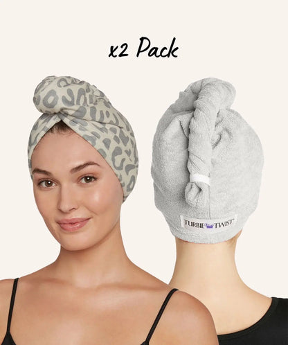 Microfiber Hair Towel Wrap - 2 Pack - for Women, Men & Kids - Travel & Bathroom Essential - Quick Dry Hair Turban for Curly, Long & Thick Hair (Dark Purple, Light Purple)