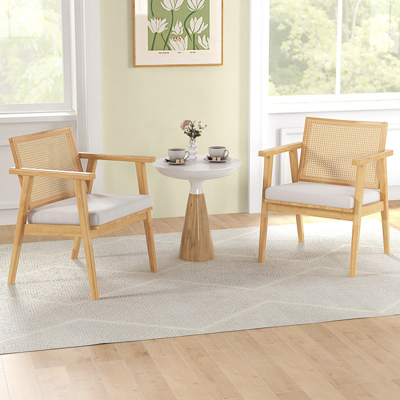Stylish Set of 2 Mid Century Modern Accent Chairs with Chic Rattan Backs! 🪑✨