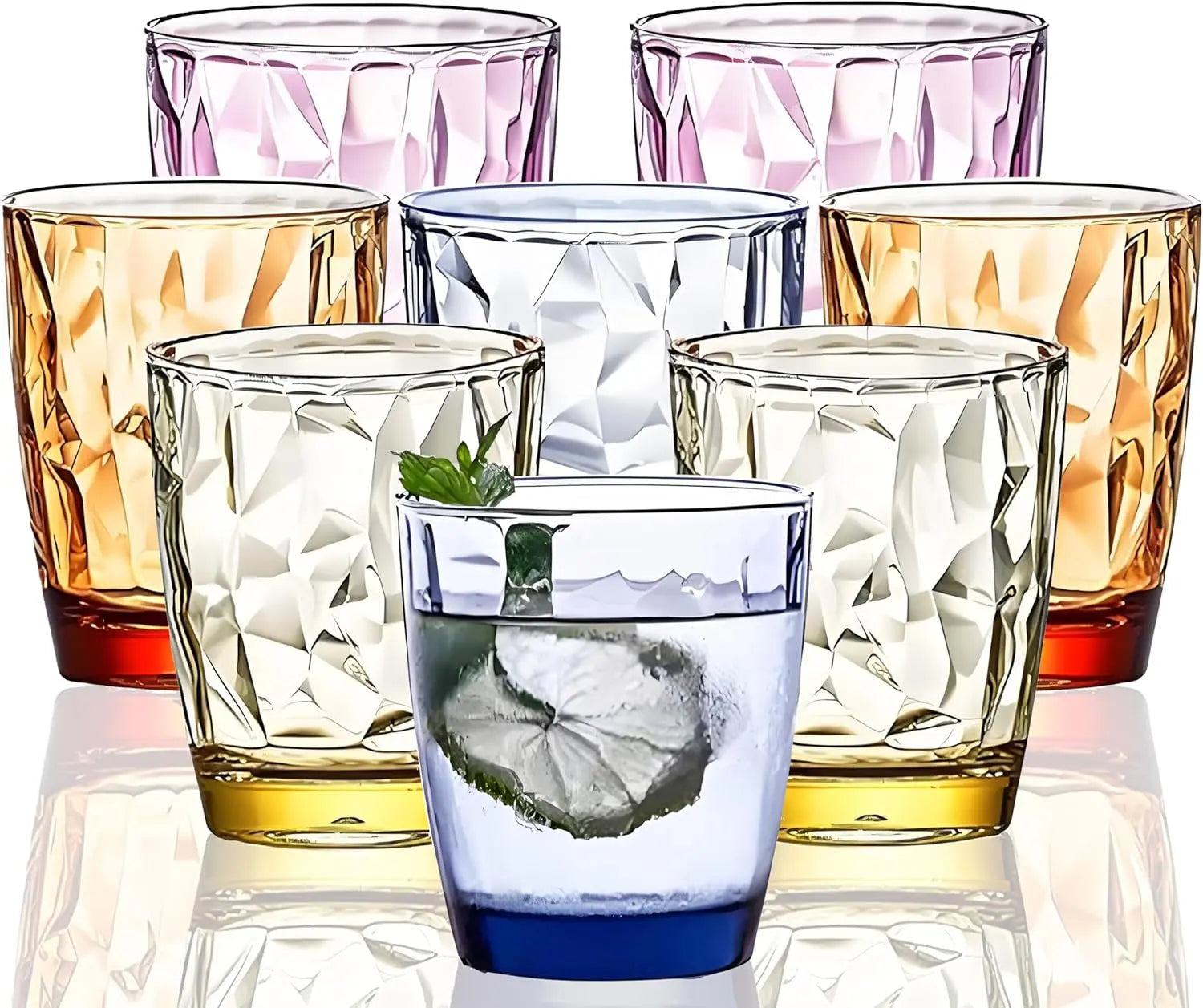 10 Oz Unbreakable Tritan Drinking Glasses Shatterproof Acrylic Glasses Drinkware BPA Free Hard Plastic Cups Reusable Kitchen Water Glasses Drinking Set of 8 (4 Colors)
