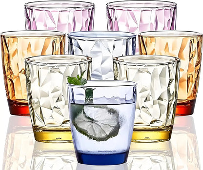 10 Oz Unbreakable Tritan Drinking Glasses Shatterproof Acrylic Glasses Drinkware BPA Free Hard Plastic Cups Reusable Kitchen Water Glasses Drinking Set of 8 (4 Colors)
