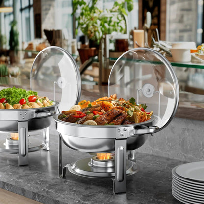 Elevate Your Events with Our 2-Pack 5QT Stainless Steel Chafing Dish Set - Perfect for Buffets, Weddings, and More! 🍽️✨