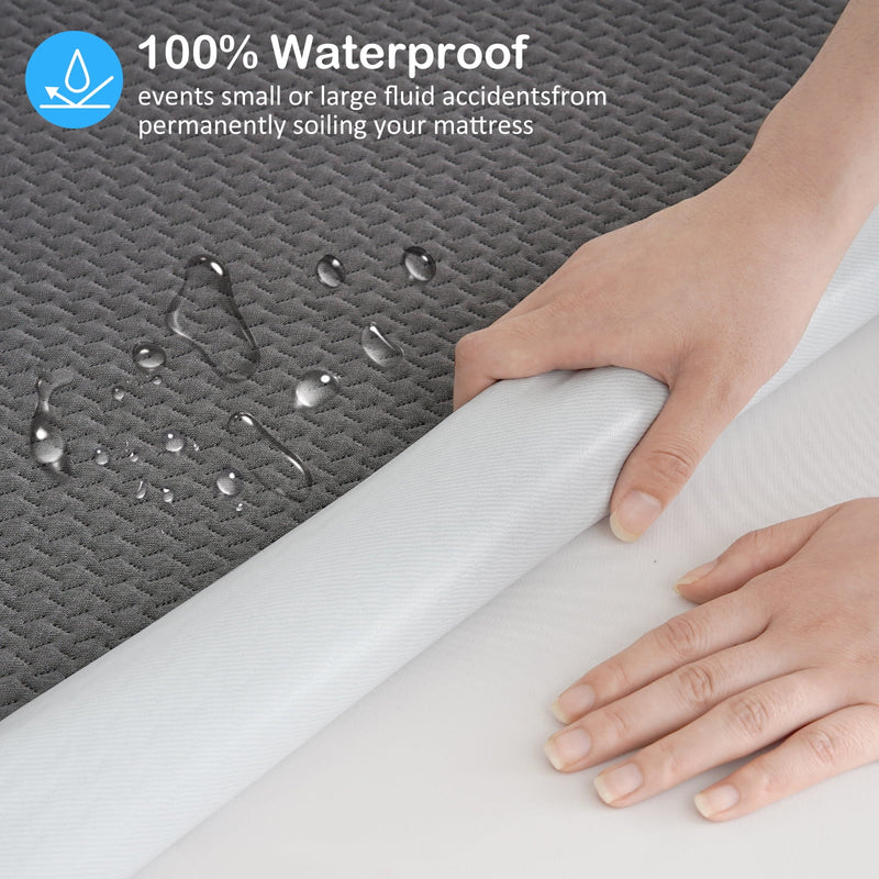100% Waterproof Mattress Protector Twin Size Premium Viscose from Bamboo 3D Air Cooling Mattress Pad Cover for Bed Ultra-Soft Breathable Noiseless with 8''-21'' Deep Pocket (Dark Gray, Twin)
