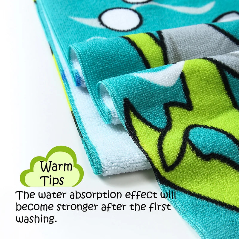 Shark Kids Hooded Beach Towel Pool Bath Towel Soft Absorbent Poncho, 24" X 24", Grey