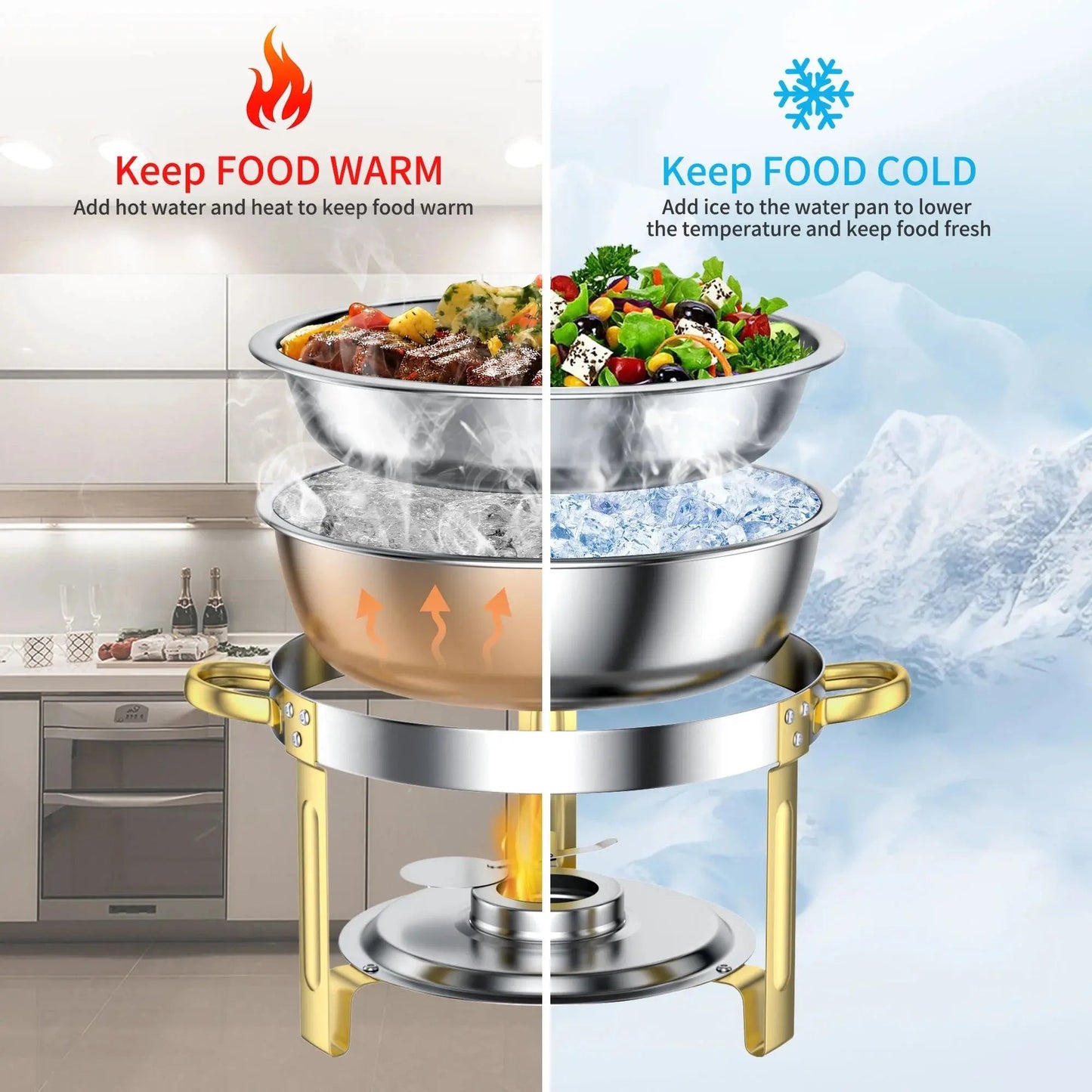 Transform Your Gatherings with Our Stunning 2-Pack 5QT Gold Chafing Dishes! Ideal for Parties & Weddings! 🍽✨