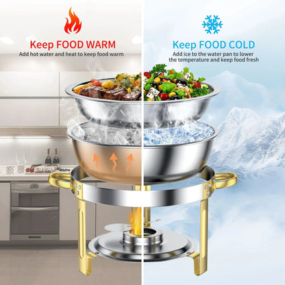 Transform Your Gatherings with Our Stunning 2-Pack 5QT Gold Chafing Dishes! Ideal for Parties & Weddings! 🍽✨