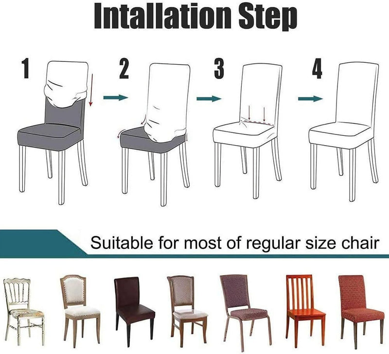 4 Pack Chair Covers for Dining Room, Stretch Chair Protector Slipcovers, Brown