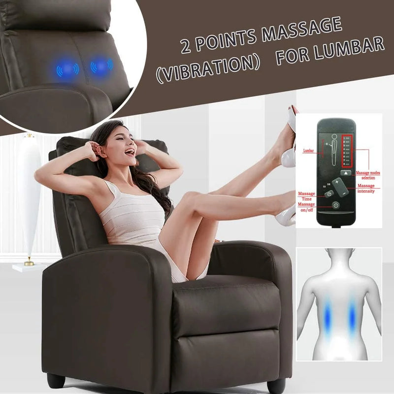 Wingback Sofa Reclining Chair with Massage Function,Brown