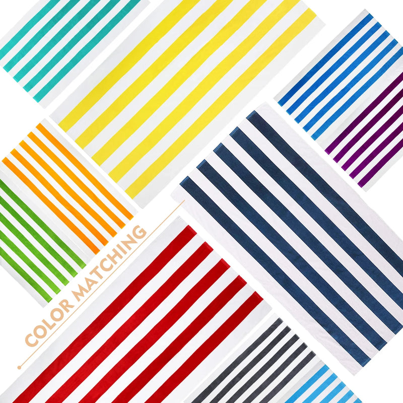 4-Pack Cotton Oversized 35"X70" Cabana Stripe Beach Towels, Super Absorbent Soft Plush Pool Towel, Bath Towel (Dark Navy)
