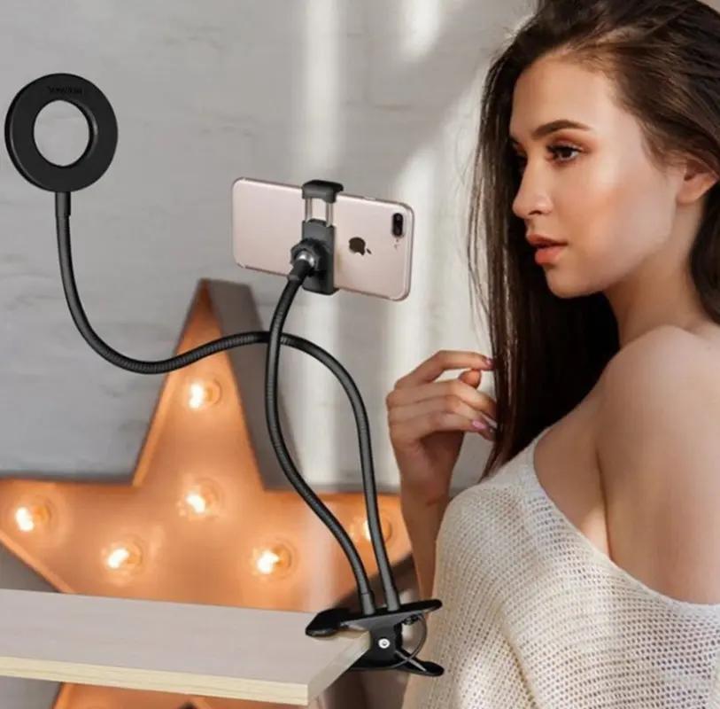 Glow Up Your Selfies! 🌟 Adjustable LED Ring Light for Flawless Makeup & Live Streams - Perfect 8Cm Stand! 💄✨