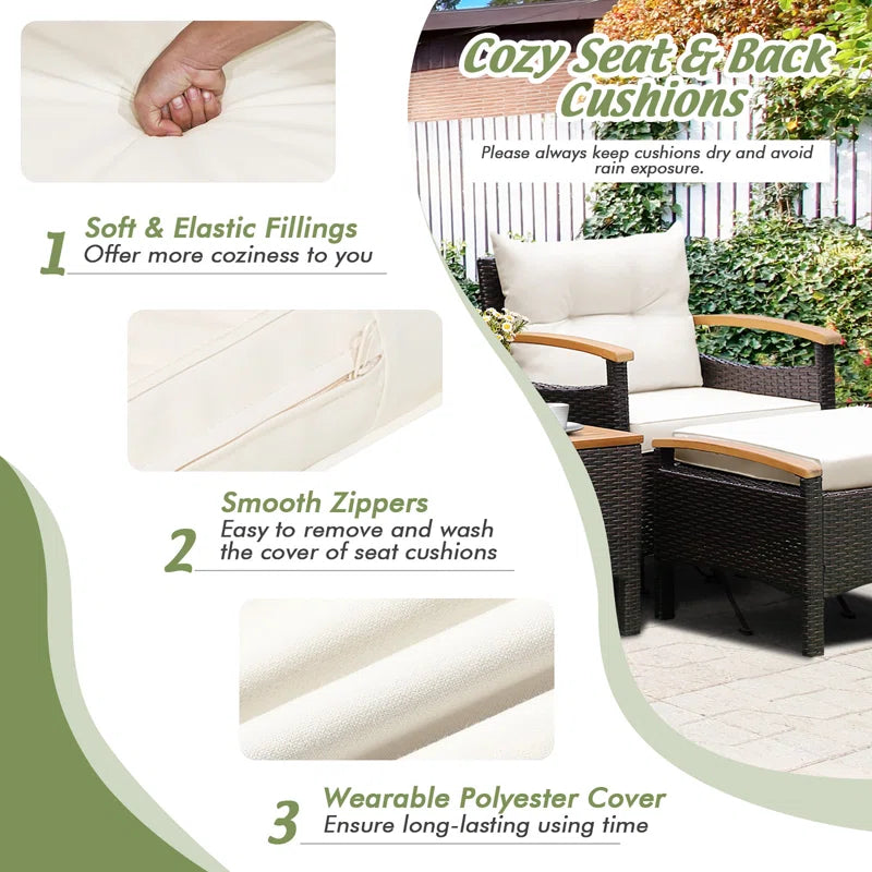 Cozy Up with Friends: Araylee Acacia Wicker 4-Person Patio Set with Cushions! 🛋️☀️ #OutdoorLiving #PatioVibes
