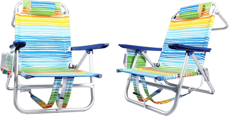 Chill in Style: Portable Backpack Beach Chairs with Cup Holder & Towel Rack! 🏖️🌊🪑