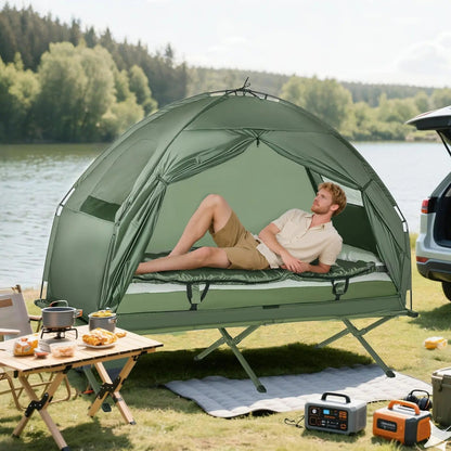 Elevate Your Camping Experience with Our Solo Folding Tent & Comfortable Air Mattress! 🏕️✨