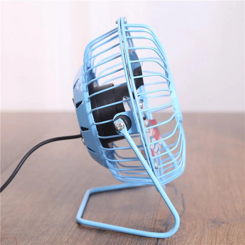 4-Inch Mini Metal Fan USB Desk Fan Small Personal Air Circulator Fan Portable Electric Table Desktop Fan Rechargeable Travel Fans for Camping Office Room Outdoor Black