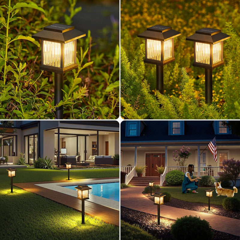 10 Pack Solar Pathway Lights Outdoor, Unique Solar Garden Lights Outdoor Waterproof, Bright Walkway Llights up to 10 Hours of Lighting Decorative for Landscape Path Driveway Lawn Patio Yard