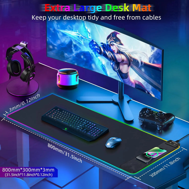 Mouse Pad of Power: The RGB Light Show that Charges Your Mouse While You Pretend to Work!