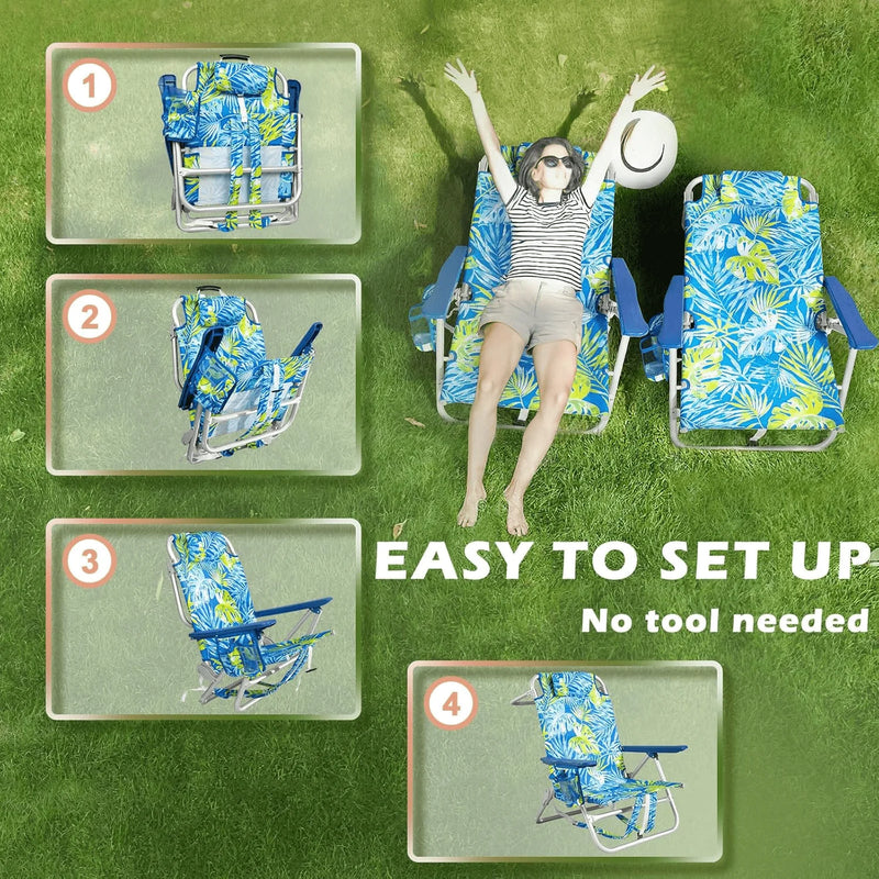 Chill in Style: Portable Backpack Beach Chairs with Cup Holder & Towel Rack! 🏖️🌊🪑