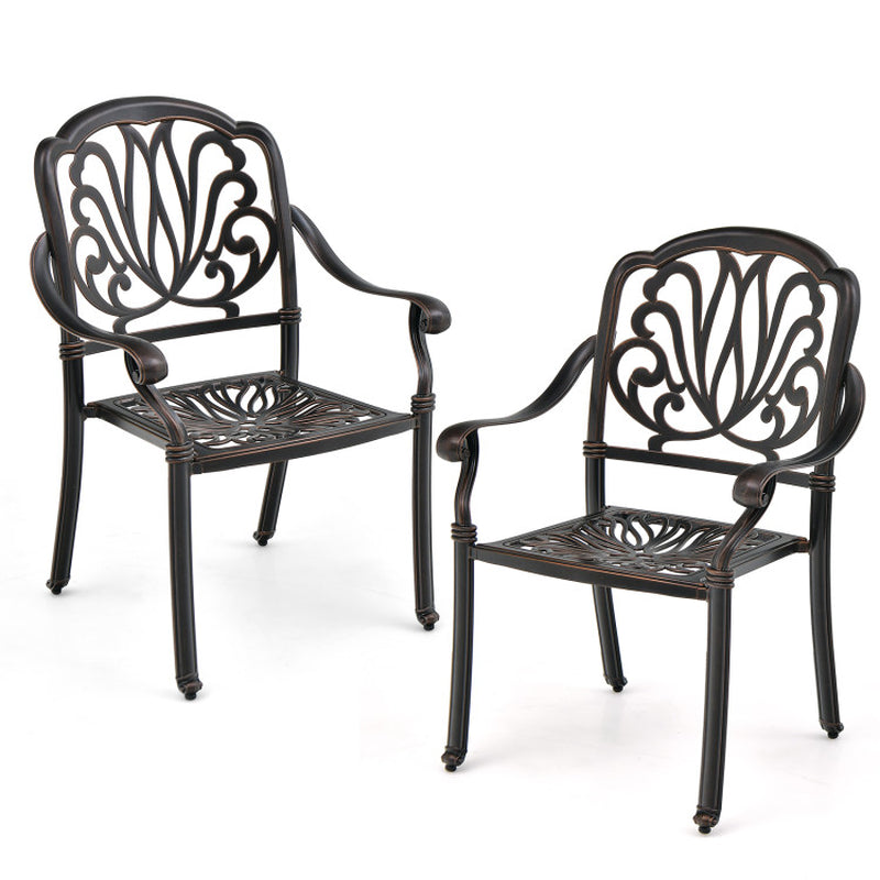 Upgrade your outdoor space with these stylish 2-piece cast aluminum dining chairs featuring comfy armrests! 🌞✨ #PatioPerfection #OutdoorLiving